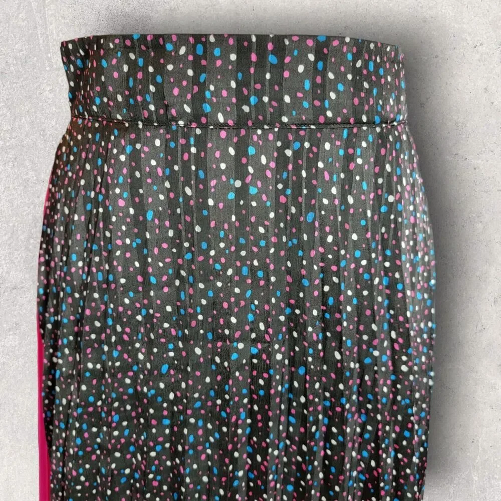 Coach Mix Pleated Midi Skirt Size 2 Black Pink New With Tags NWT